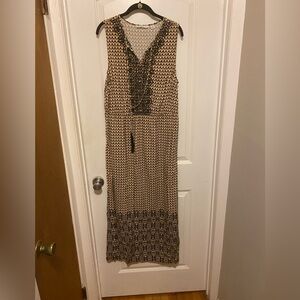 Isaac Mizrahi Black and Cream Maxi Dress